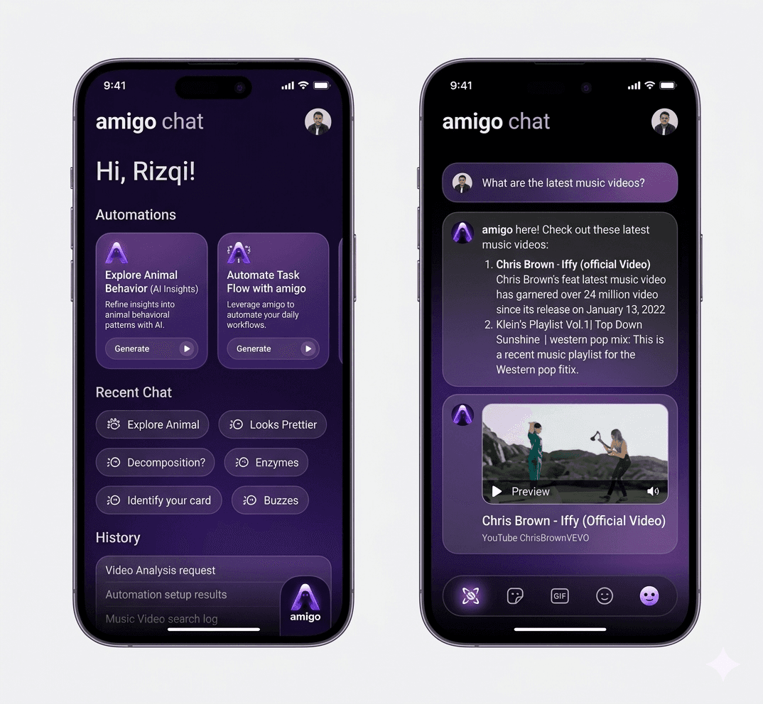 Amigo Chat App, a project built by Tanzeel Naveed Khan